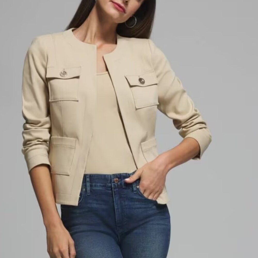 nwt white house black market collardless utility blazer jacket 10